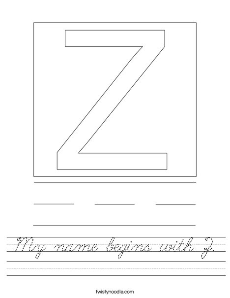 My name begins with Z. Worksheet