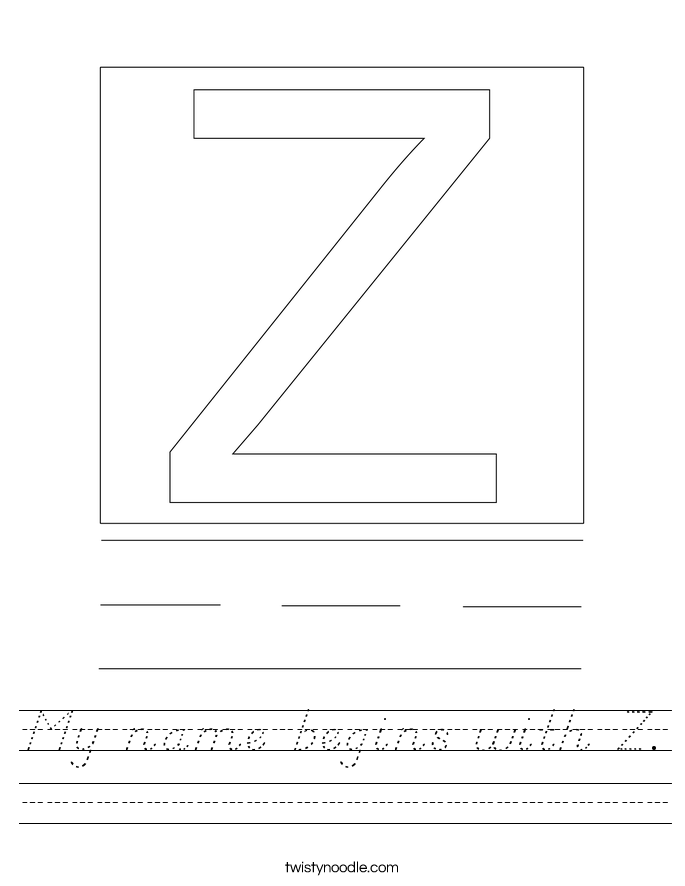 My name begins with Z. Worksheet