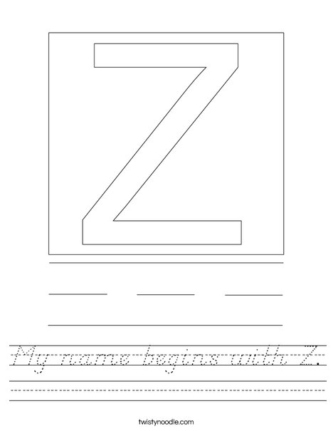 My name begins with Z. Worksheet