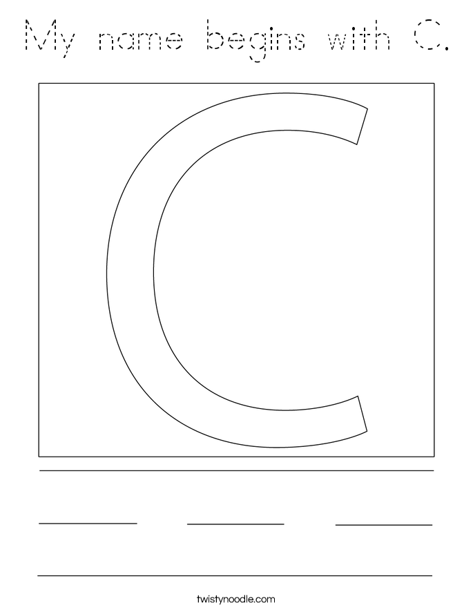 My name begins with C. Coloring Page