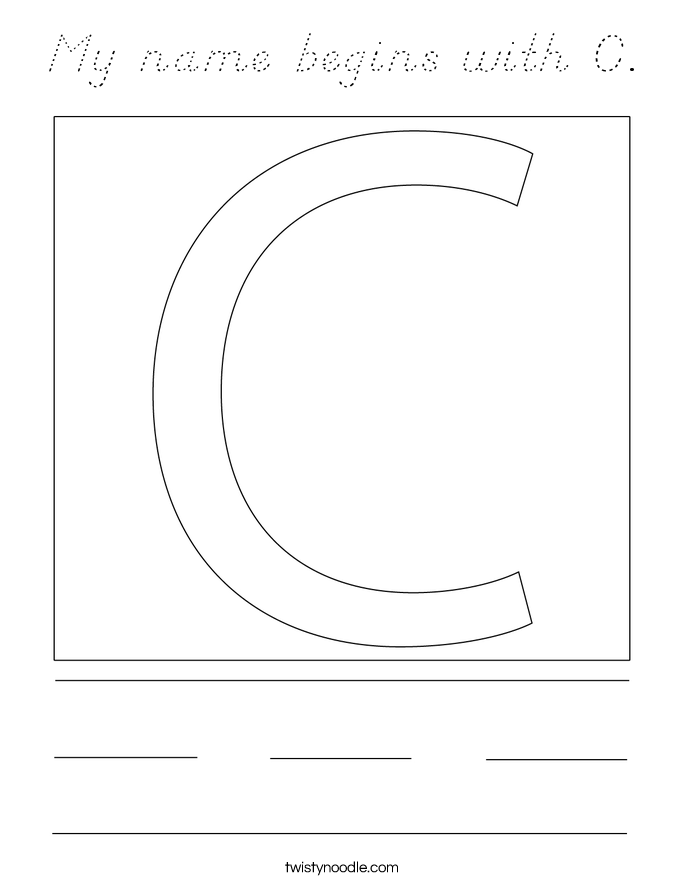 My name begins with C. Coloring Page