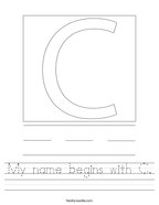 My name begins with C Handwriting Sheet