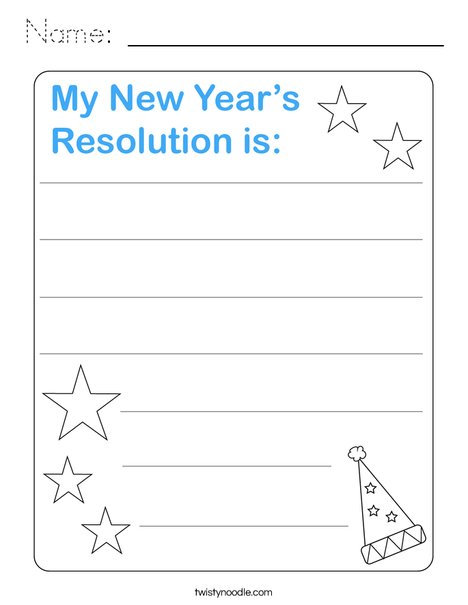 My New Year's Resolution Coloring Page