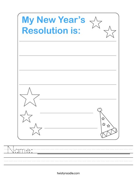 My New Year's Resolution Worksheet
