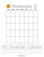 My November Calendar Handwriting Sheet