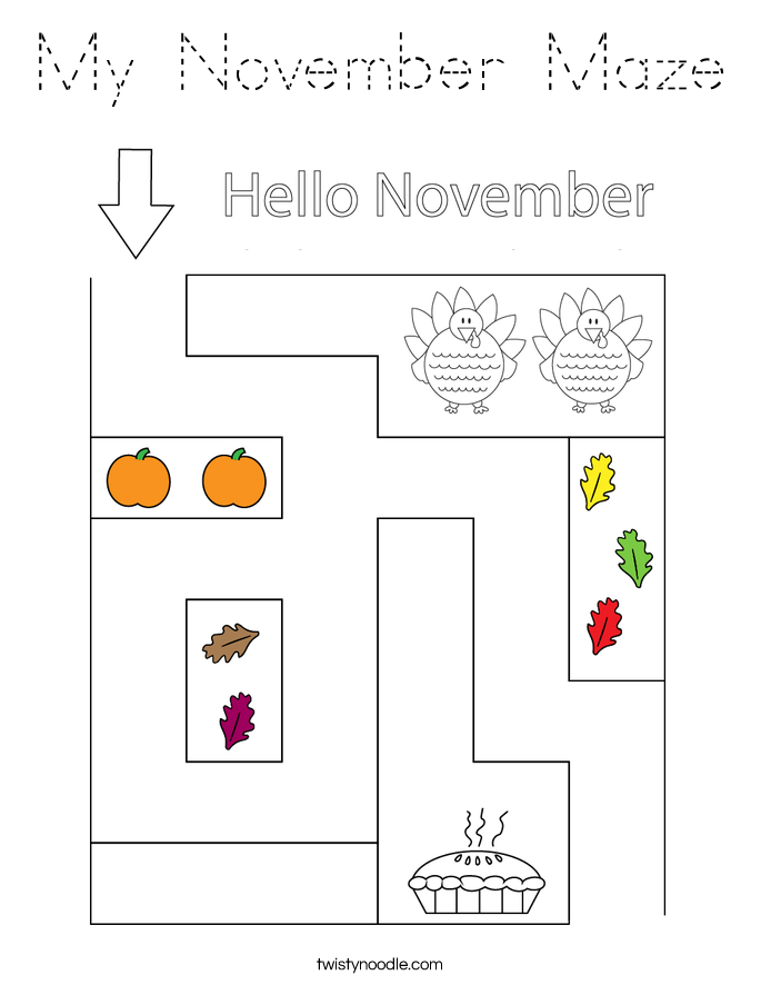 My November Maze Coloring Page