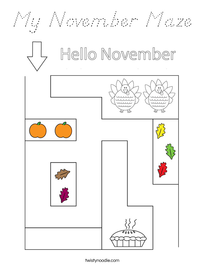 My November Maze Coloring Page