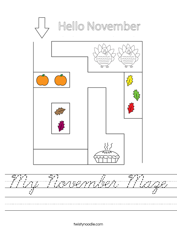 My November Maze Worksheet