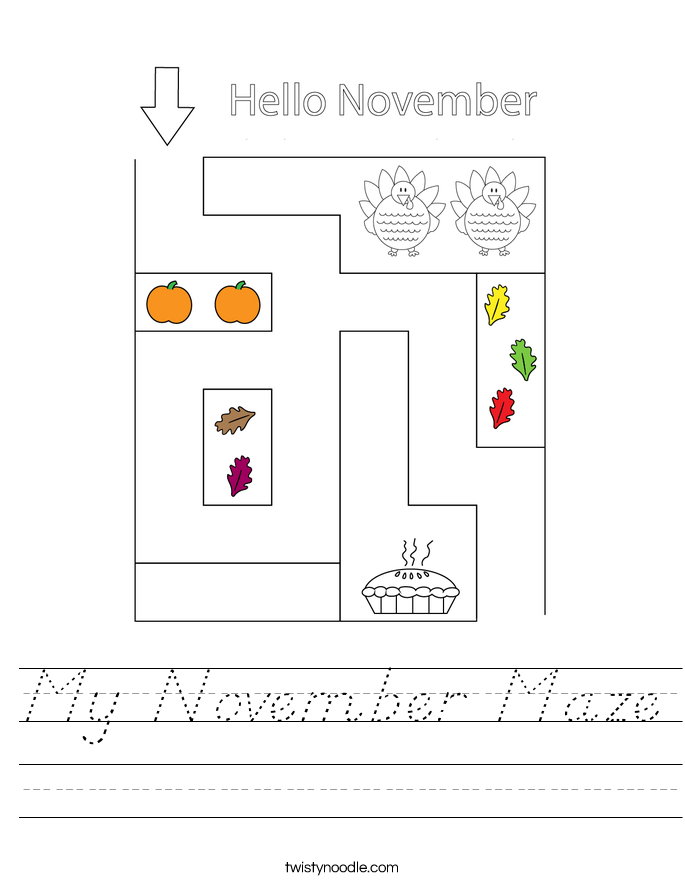 My November Maze Worksheet