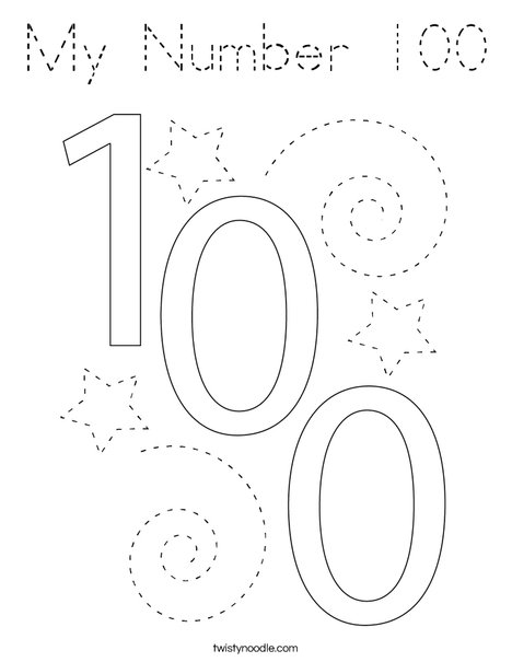 My Number 100 Coloring Page