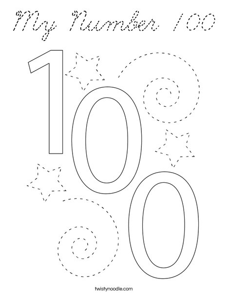 My Number 100 Coloring Page