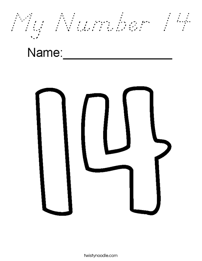 My Number 14 Coloring Page D Nealian Twisty Noodle My Number 14 Coloring Page D Nealian Twisty Noodle