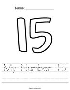 My Number 15 Handwriting Sheet