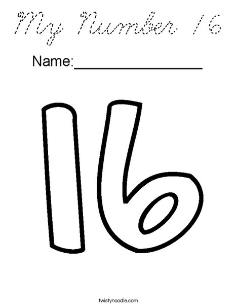 My Number 16 Coloring Page