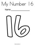 My Number 16 Coloring Page
