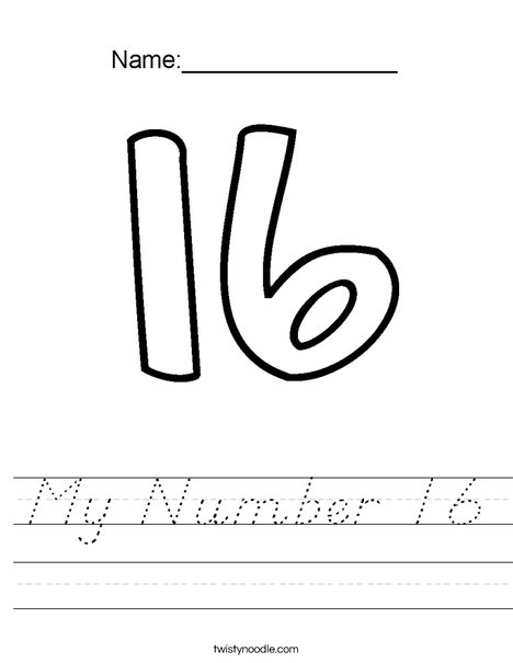 My Number 16 Worksheet