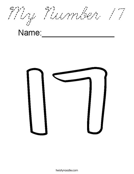 My Number 17 Coloring Page