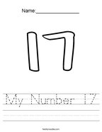 My Number 17 Handwriting Sheet