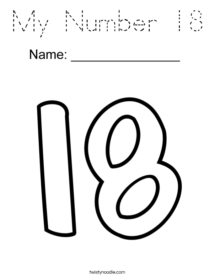 My Number 18 Coloring Page