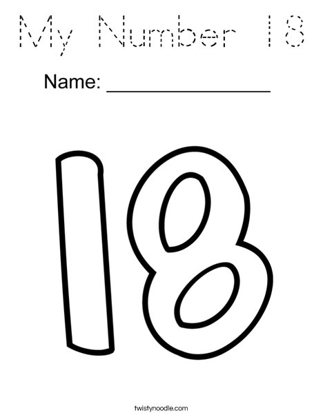 My Number 18 Coloring Page
