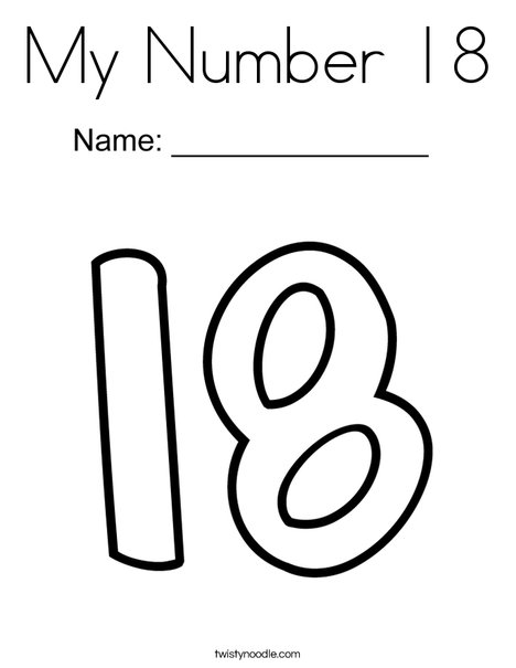 My Number 18 Coloring Page - Twisty Noodle