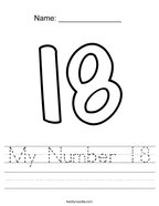 trace and color the number 18 worksheet twisty noodle