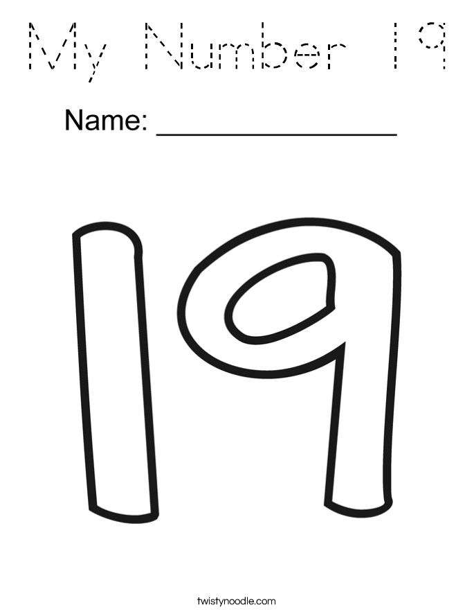 My Number 19 Coloring Page