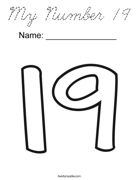 My Number 19 Coloring Page