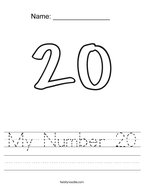 My Number 20 Handwriting Sheet