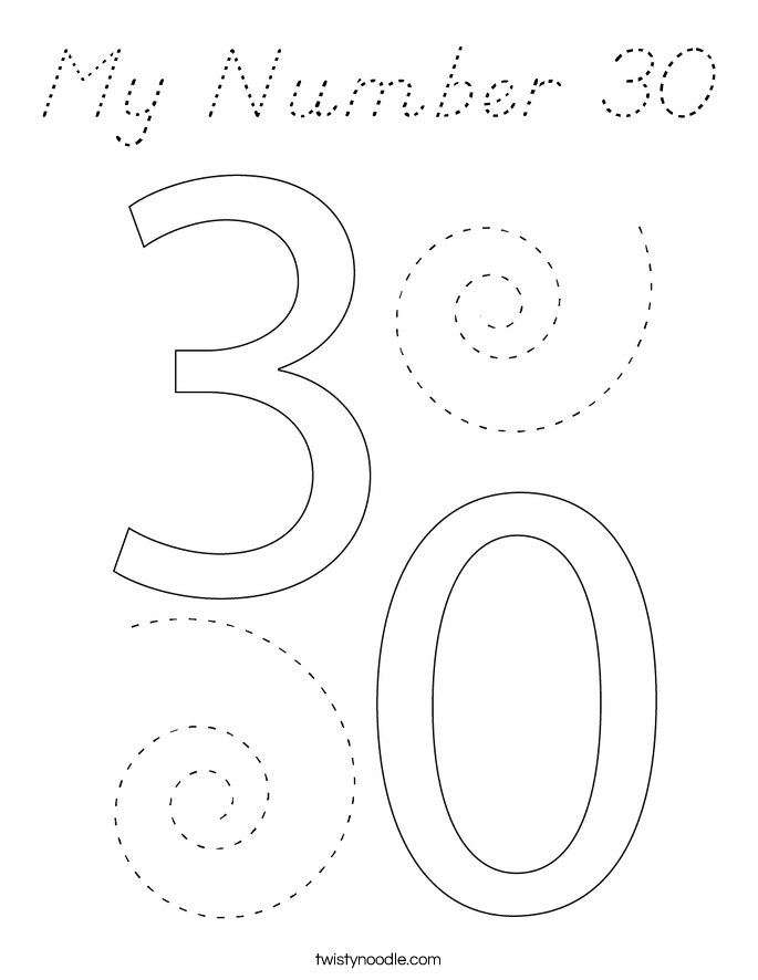 My Number 30 Coloring Page