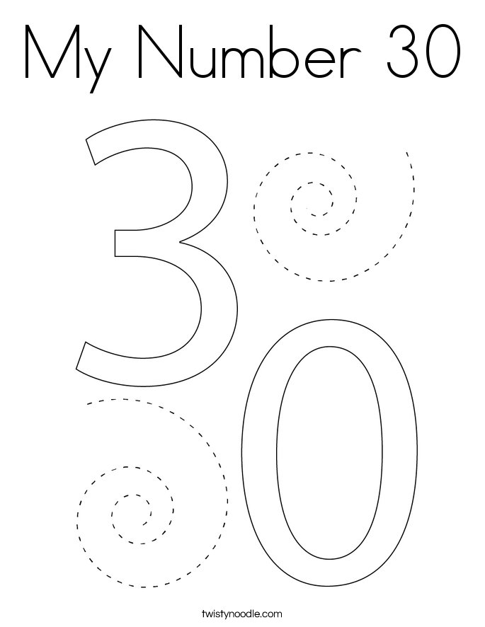 My Number 30 Coloring Page