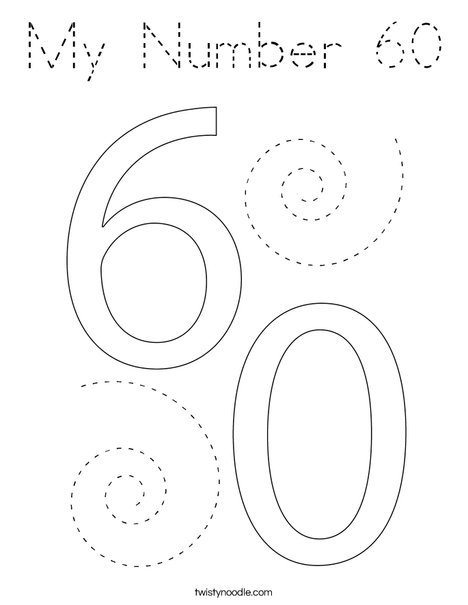 Download My Number 60 Coloring Page - Tracing - Twisty Noodle