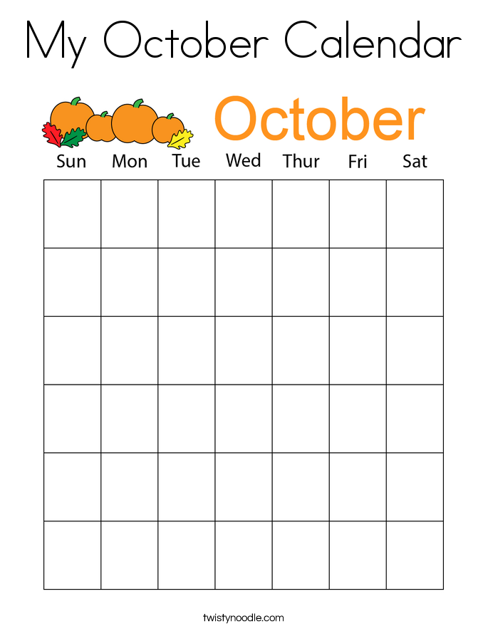 My October Calendar Coloring Page
