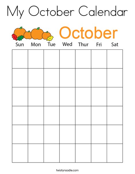 My October Calendar Coloring Page