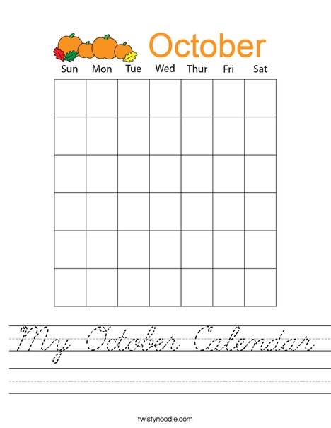 My October Calendar Worksheet