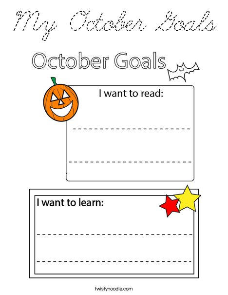 My October Goals Coloring Page