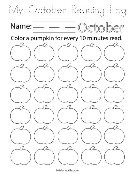 My October Reading Log Coloring Page