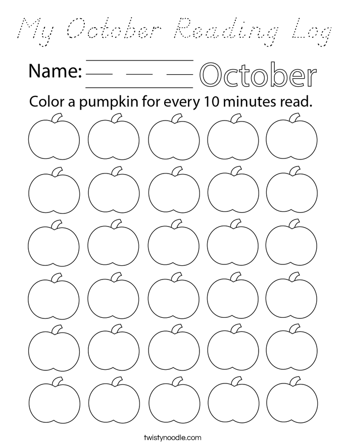 My October Reading Log Coloring Page