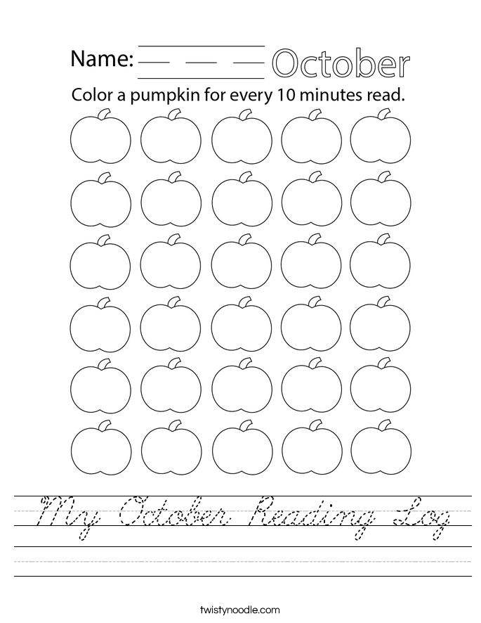 My October Reading Log Worksheet