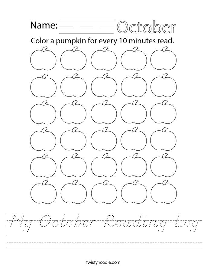 My October Reading Log Worksheet
