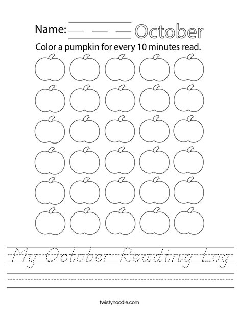 My October Reading Log Worksheet