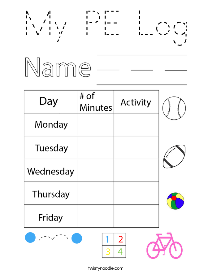 My PE Log Coloring Page