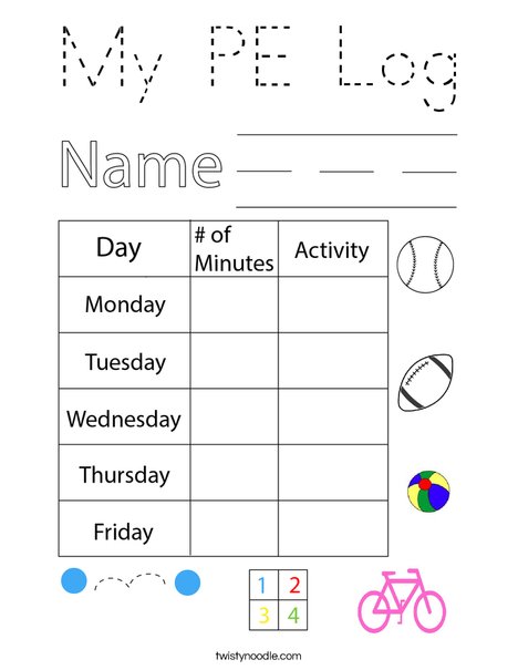 MY PE Log Coloring Page
