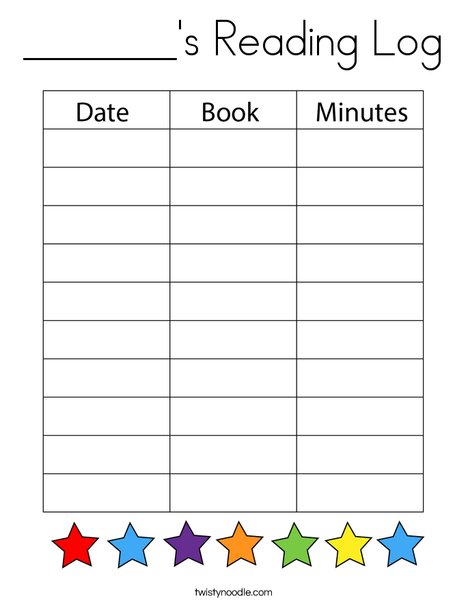 s Reading Log Coloring Page Twisty Noodle s Reading Log Coloring Page Twisty Noodle