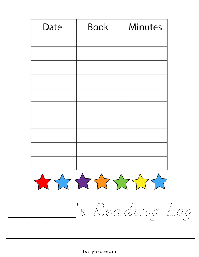 _______'s Reading Log Worksheet