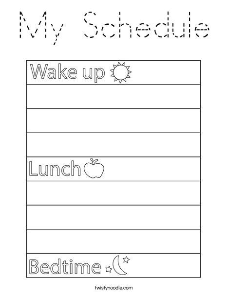 My Schedule  Coloring Page