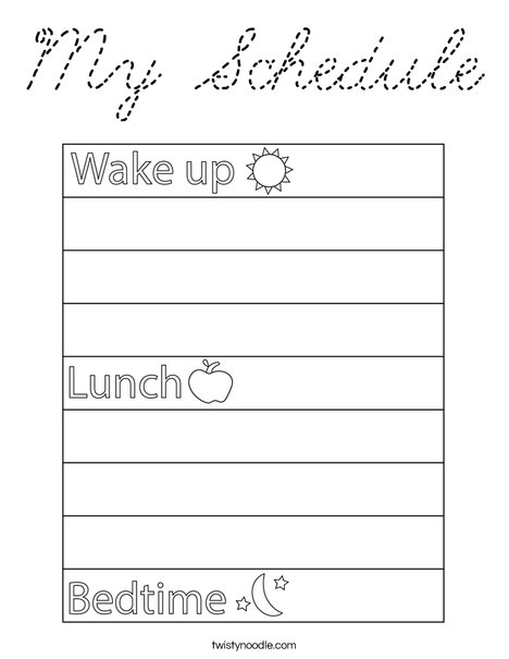 My Schedule  Coloring Page