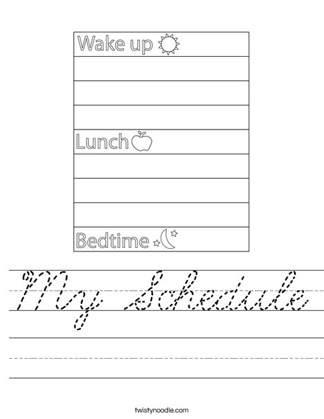 My Schedule  Worksheet