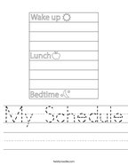 My Schedule Handwriting Sheet