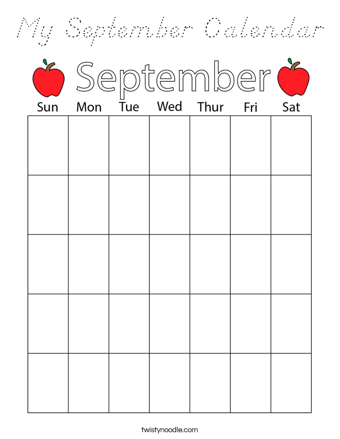 My September Calendar Coloring Page